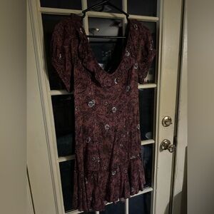 Blue Rain Mauve Floral Ruffle Midi Dress